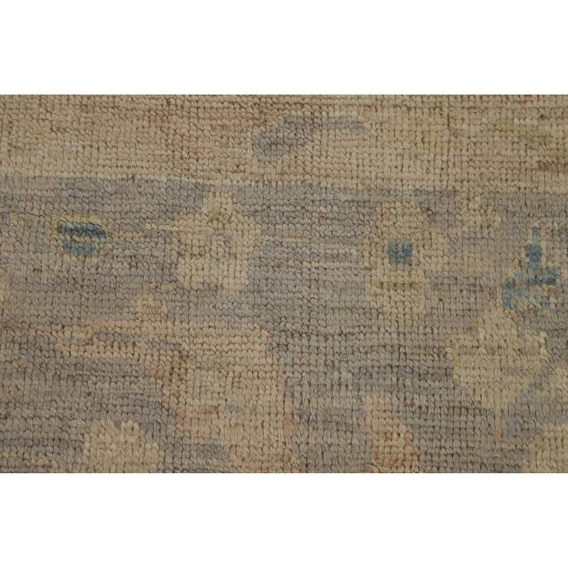 Hand Knotted Oriental 100% Wool Carpet Transitional All-Over Beige & Ivories Oushak Area Rug - 11' 9'' X 9' 0''