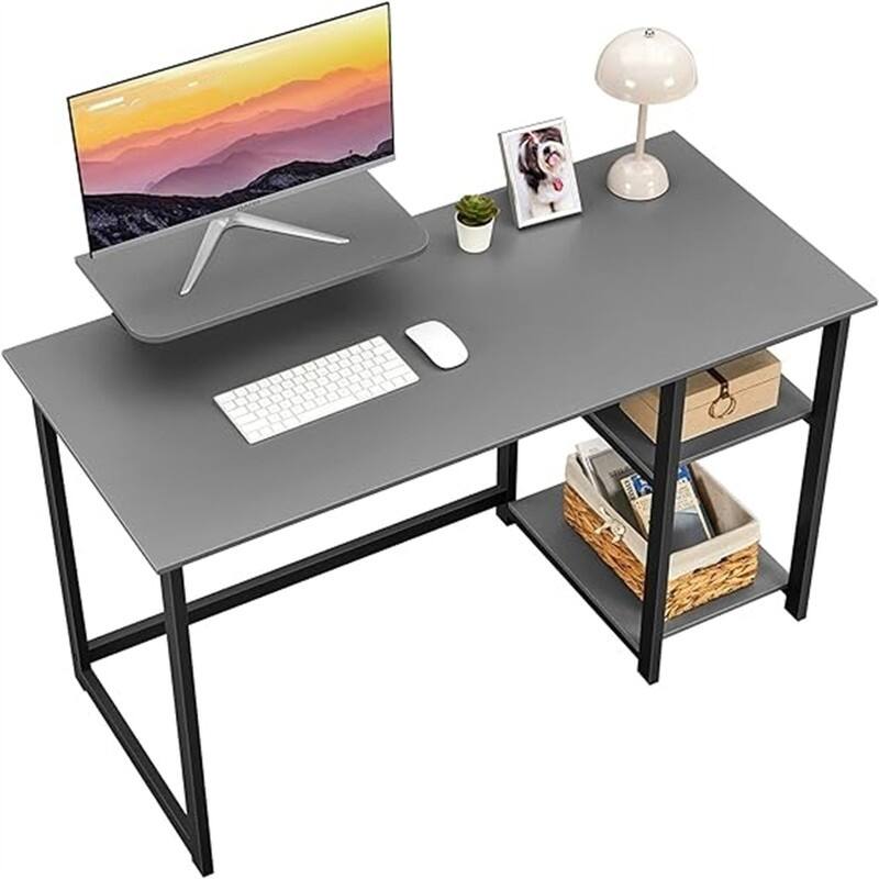 Computer Desk with Monitor Stand - Grey