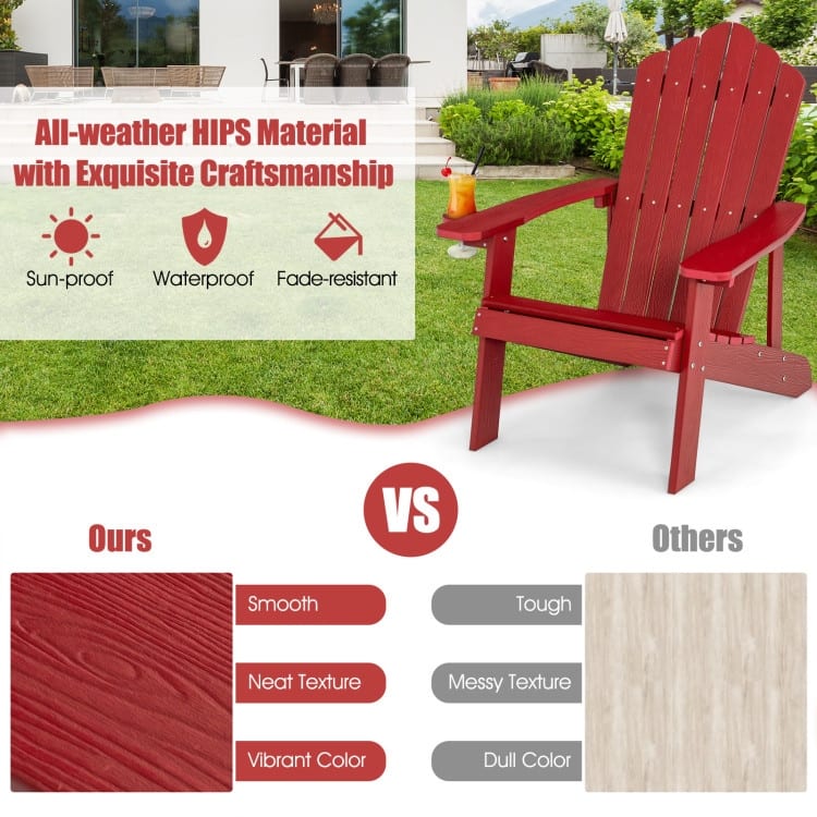 Weather Resistant HIPS Outdoor Adirondack Chair with Cup Holder - 33.4" x 30" x 37"