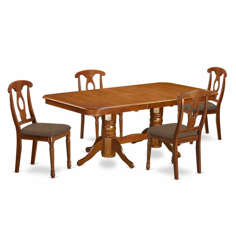 East West Furniture 5 Piece Dining Room Furniture Set- a Kitchen Table and 4 Dining Chairs, Saddle Brown (Seat Options)