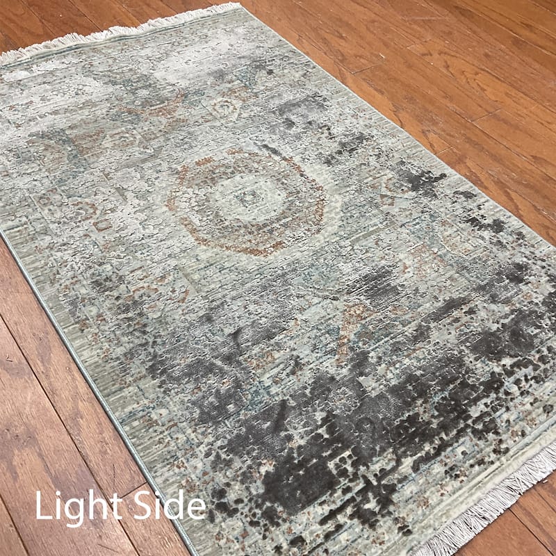 HERAT ORIENTAL Turkish Modern Erased Design Wool & Silk Rug - 2' x 2'11"