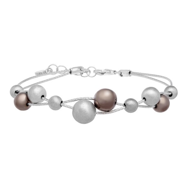 Station Bead Bracelet in Sterling Silver - White