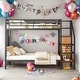preview thumbnail 1 of 11, Full Over Full Metal Bunk Bed with Lateral Storage Ladder and Wardrobe,Space Saving Bunk Beds With Stairs,Black Black