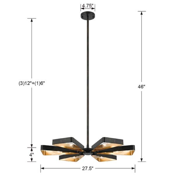 Luna 6 Light Bronze & Gold Chandelier - 27'' W x 46'' H