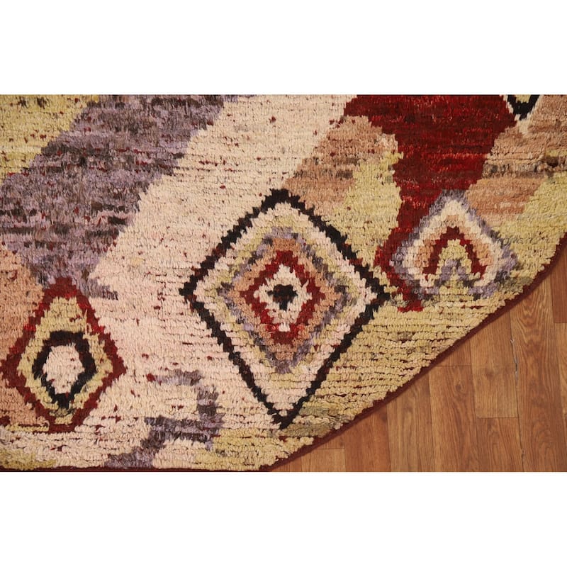 Hand Knotted Oriental 100% Wool Carpet Modern Tribal Multi-Colored Moroccan Area Rug - 6' 7'' X 6' 7''