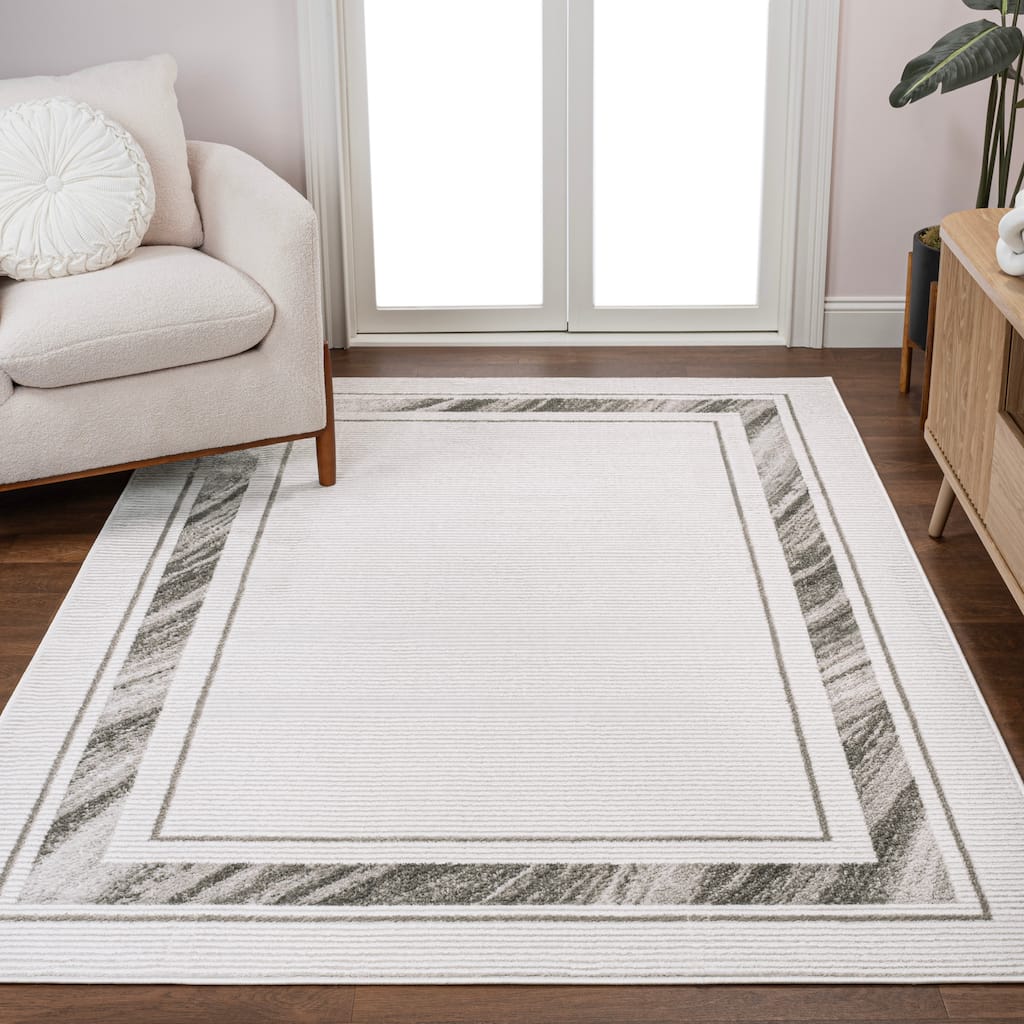 JONATHAN Y Draper Classic Border Marble Pattern High-Low Rug