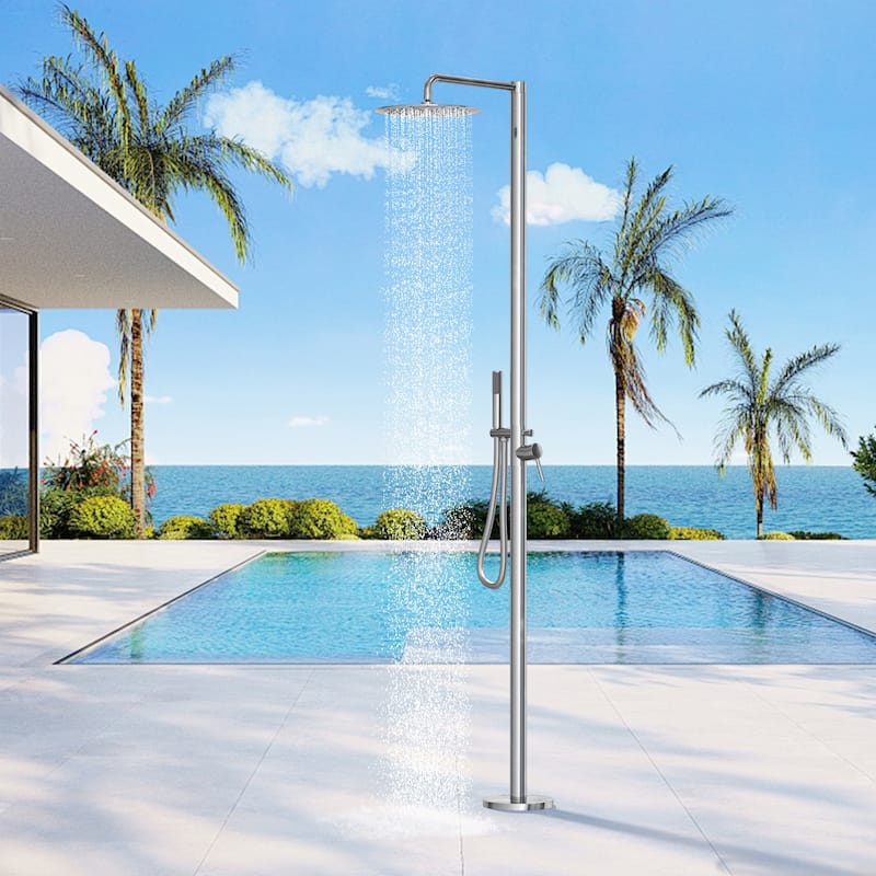 Rbrohant 84"H Stainless Steel Freestanding Outdoor Shower with Handshower