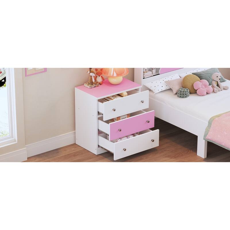 3-Drawer Wooden Nightstand
