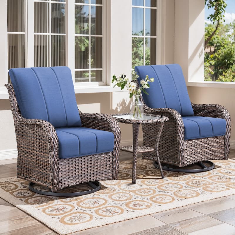 Gymojoy 24"x24"x6" Patio Thick Cushions & Pillows Set - Channel-Tufted Design Deep Seat Water & Fade Resistant Cushion Set
