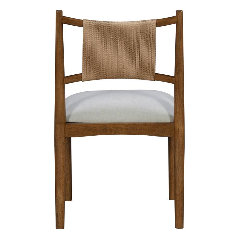 Christopher Knight Home - Mid-Century Set of 2 Upholstered Dining Chair with Woven Paper Rope Back