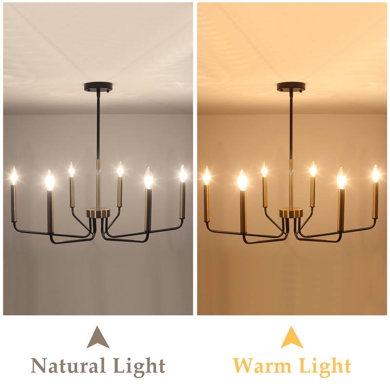 6-Light Rustic Candle Style Chandelier for Dining Room, Farmhouse Chandelier for Dining Room Living Room Bedroom Kitchen