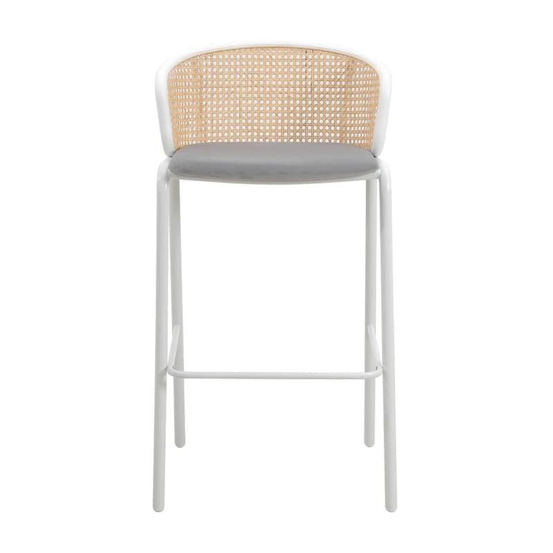 LeisureMod Ervilla Bar Stool with White Powder Coated Steel Frame Set of 2 - 37"