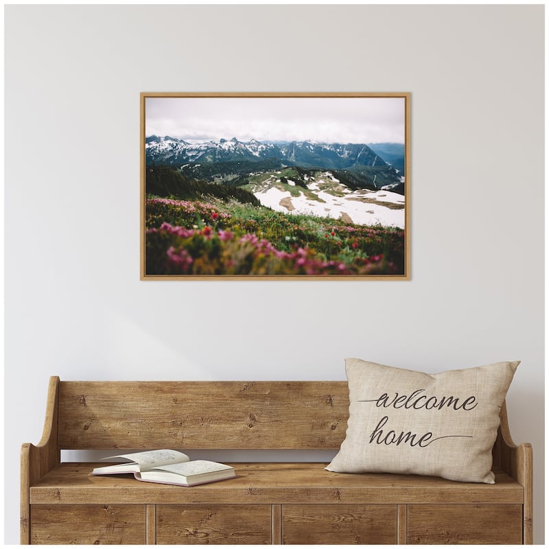 Kate and Laurel Sylvie Snow Covered Mountain Landscape Framed Canvas by Patricia Hasz of Patricia Rae Photography