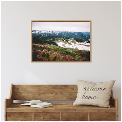 Kate and Laurel Sylvie Snow Covered Mountain Landscape Framed Canvas by Patricia Hasz of Patricia Rae Photography