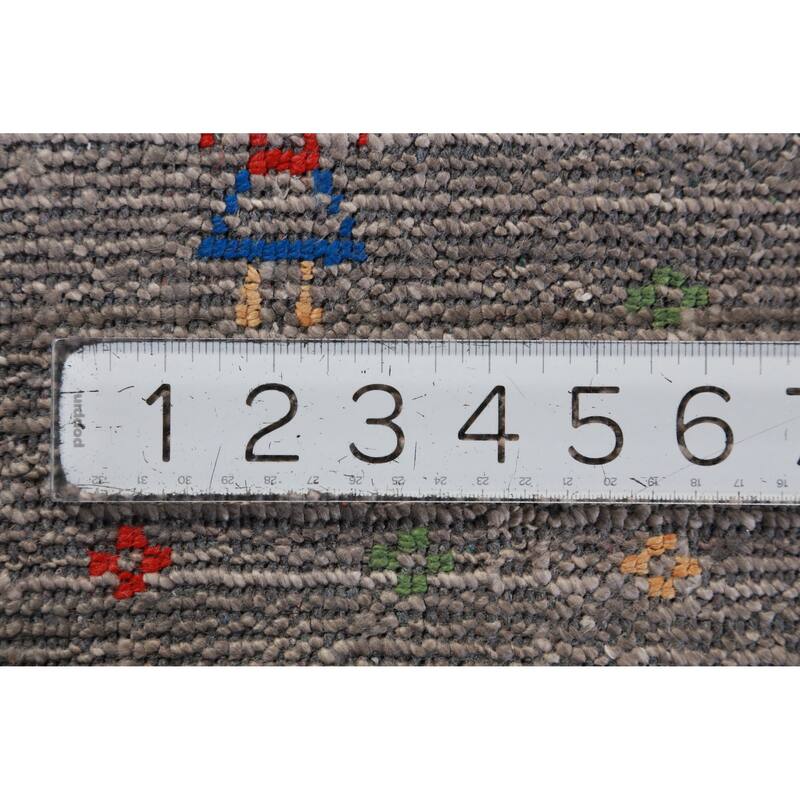 Hand Knotted Oriental 100% Wool Carpet Tribal Stripe Greys & Charcoal Gabbeh Area Rug - 12' 1'' X 9' 1''
