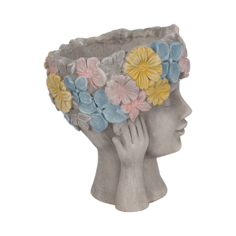 Unique Bust Style Resin Planter or Flower Pot with Crown Detail