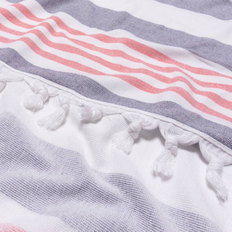 Superior Bahari Stripe Fouta Beach Towel with Tassels - 35" x 68"
