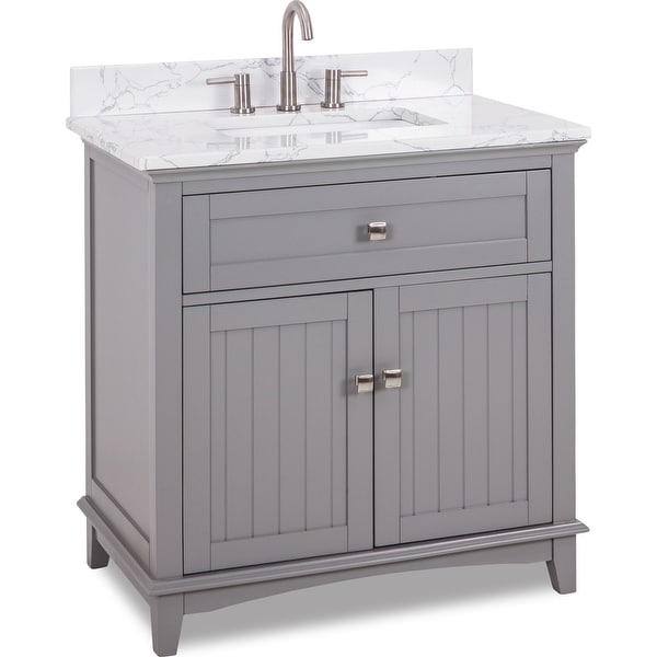 Jeffrey Alexander VN-SAV-36-EC Savino 36" Free Standing Single Basin Vanity Set with Wood Cabinet and Engineered Marble Vanity