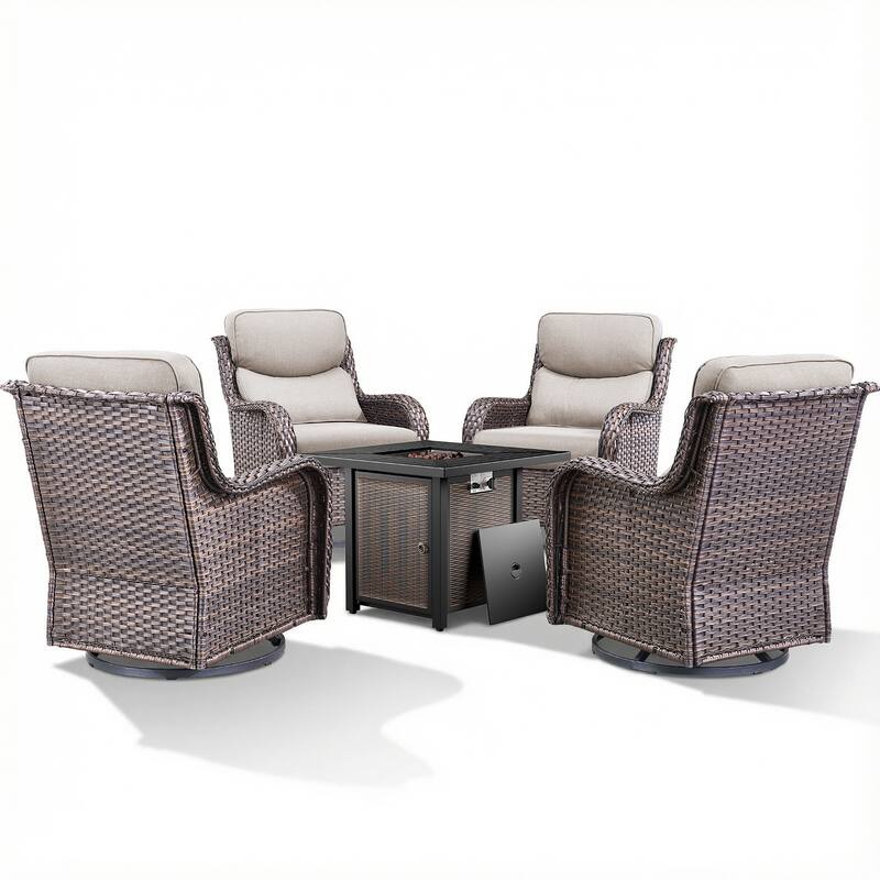 Pocassy 30 In Outdoor Fire Pits with Patio Sofa Swivel Glider Chari Furniture.