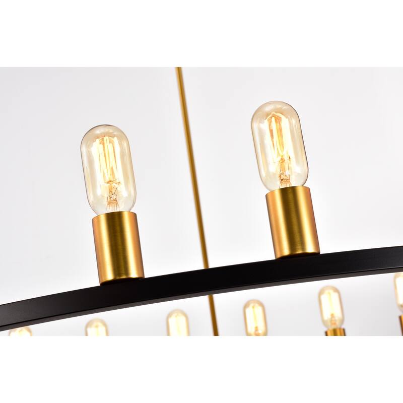 Matte Black and Gold 48-inch Wagon Wheel 24-light Chandelier