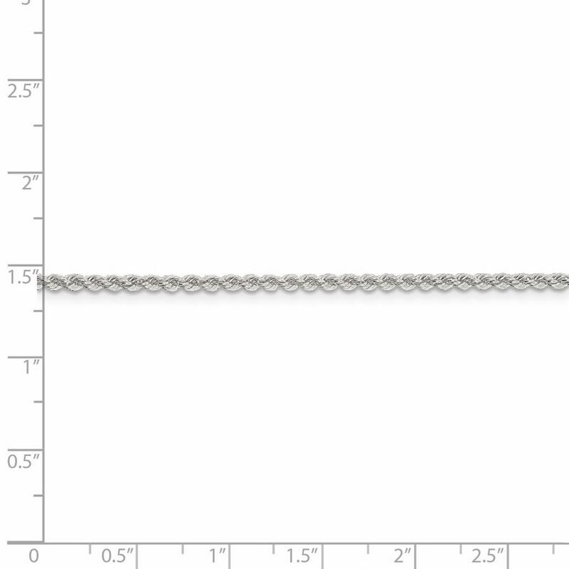 Curata 925 Sterling Silver 2.3mm Solid Rope Chain Necklace
