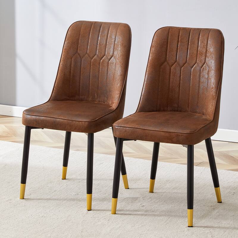 Dining Chairs Set of 2, Velvet Upholstered Dining Room Chairs with Metal Legs Modern Armless Kitchen Chairs with Back