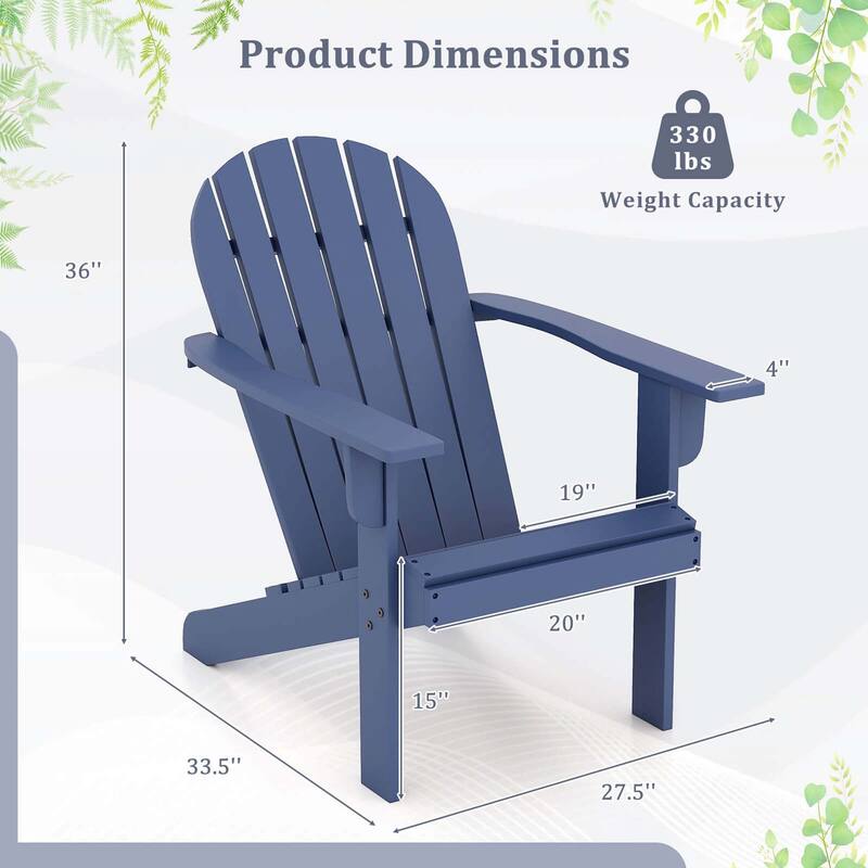 Costway Patio Adirondack Chair with Inclined Seat High Backrest & Wide - See Details