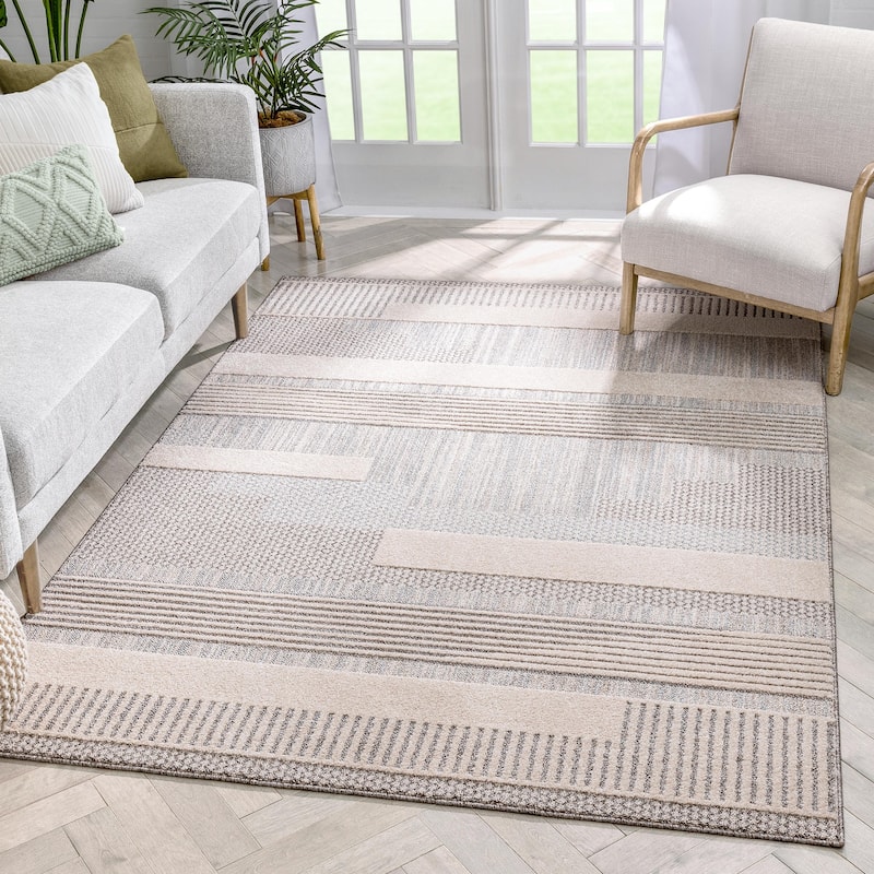 Well Woven Harlow Briar Contemporary Geometric Abstract Area Rug - 3'11" x 5'3" - Beige - Rectangle