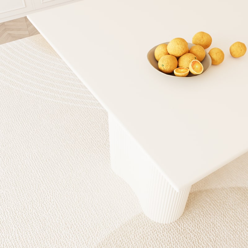 Modern Round Dining Table Set with Carved Legs and PU Leather Chairs, 7-Piece Kitchen Table Set for 4 for Dining Room