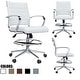 preview thumbnail 35 of 38, Office Chair With Arms Stools For Counter Height Bar Office Wheels PU Leather Rest Tilt Swivel Work Office Standing Desk White
