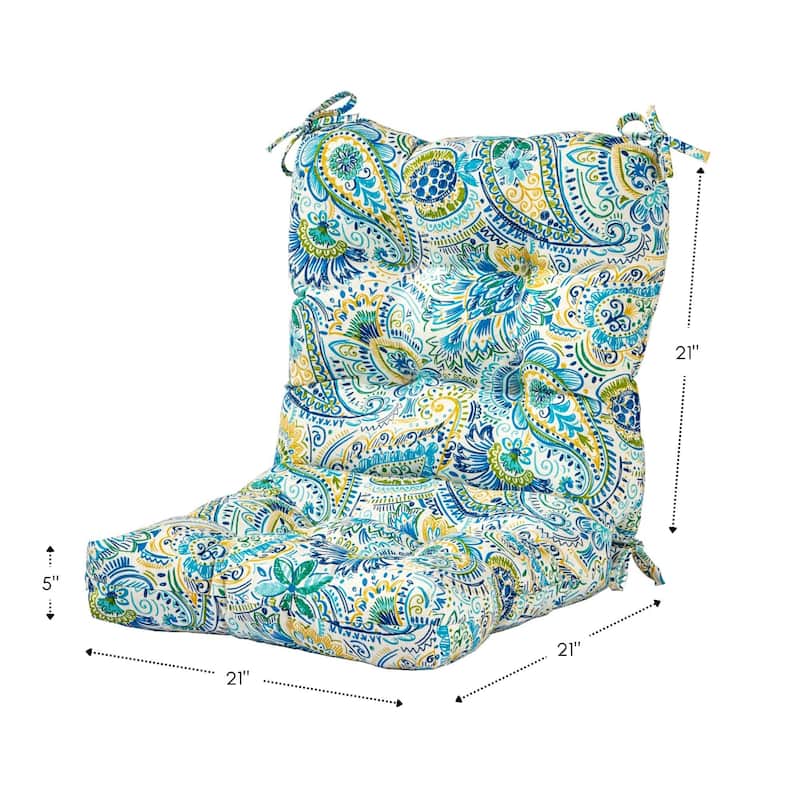 Painted Paisley 21 x 42-inch Outdoor Seat/Back Chair Cushion (Set of 2) (Cushions Only)