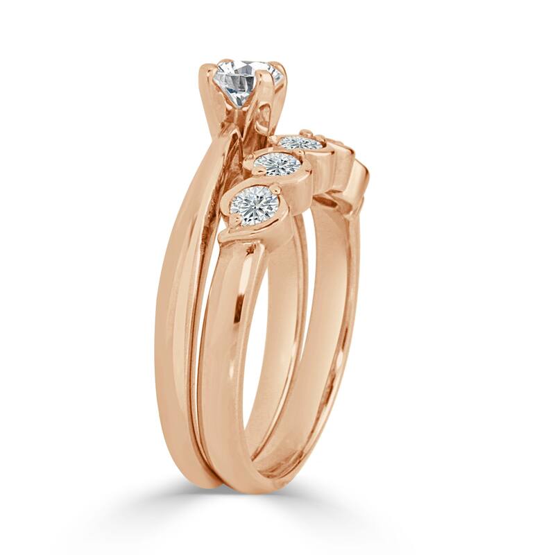 Auriya 14k Gold 2 1/2ct Moissanite and Pave Diamond Engagement Ring 7/8ctw