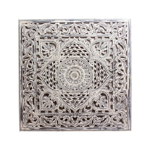 48" White Distressed Vintage Glamour Style Square Carved Out Panel - N/A