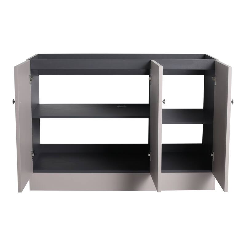 Modern 48 Inch Freestanding Bathroom Vanity Base without Sink, Storage Cabinet with Soft-Close Doors and Adjustable Shelves
