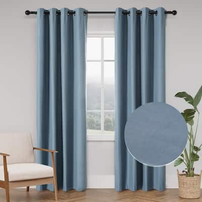 Soft Cotton Feel Twill Polyester 100% Blackout Grommet Pair (2 panels)