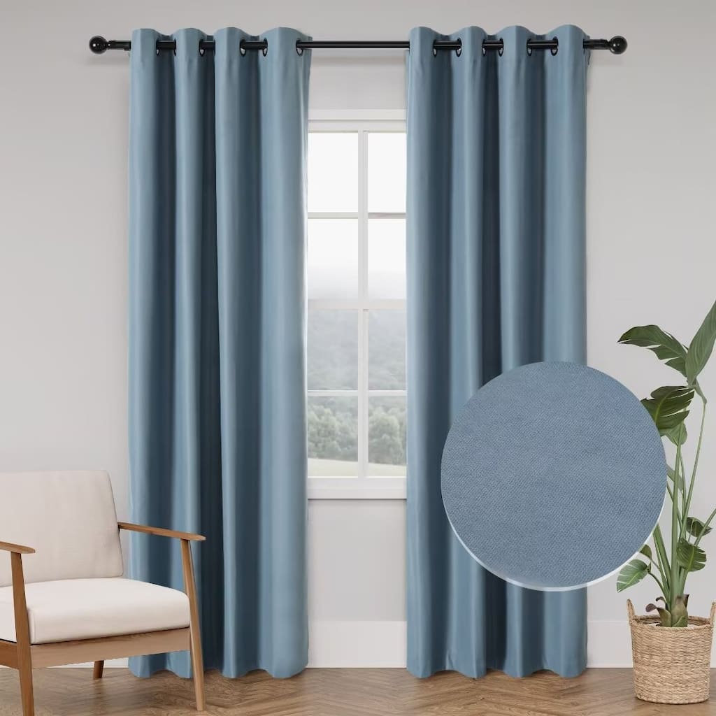 Soft Cotton Feel Twill Polyester 100% Blackout Grommet Pair (2 panels)