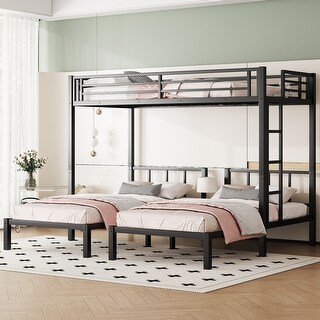 Detachable Triple Bunk Bed With Guardrails,Exchange Ladder