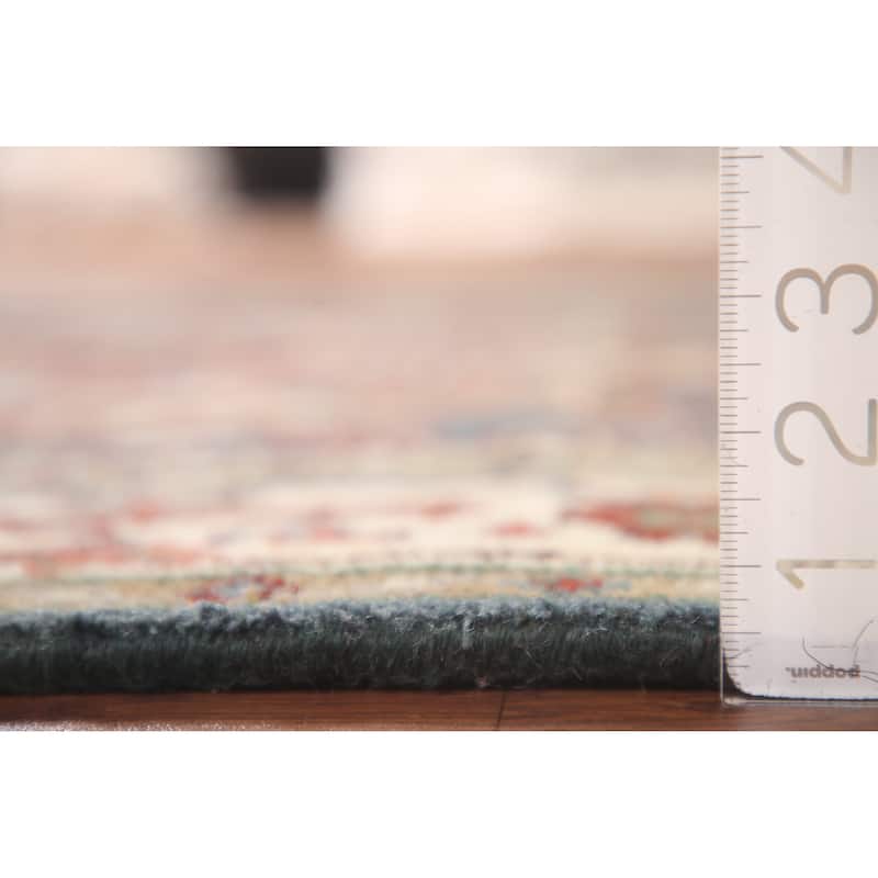 Geometric Blue Heriz-Serapi Oriental Accent Rug Handmade Wool Carpet - 4'1"x 6'0"