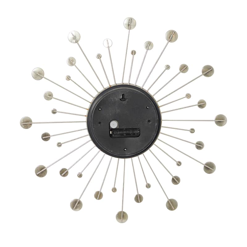 Gold / Copper / or Silver Iron Metal Starburst Sun Glam Wall Clock
