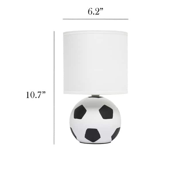 10.7" SportsLite Mini Soccer Table Lamp for Kids Room, Mancave, White and Black - L: 6.2" x W: 6.2" x H: 10.7"