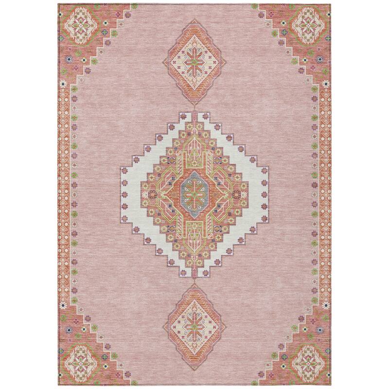Machine Washable Indoor/ Outdoor Boho Traditional Chantille Rug