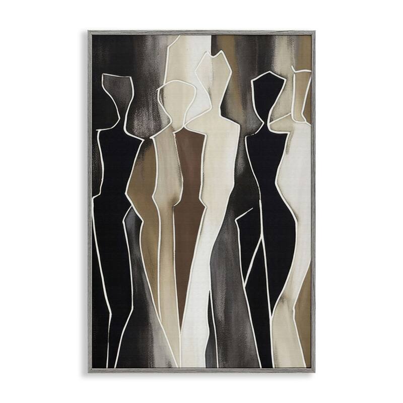 Stupell Earthy People Silhouettes Framed Giclee Art Design By LSR Creative Studio - 16 x 24 - Grey