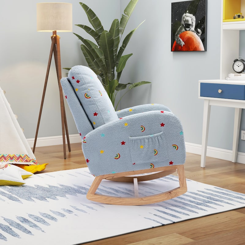 Nursery Rocking Chair High Back Accent Rocker for Living Room