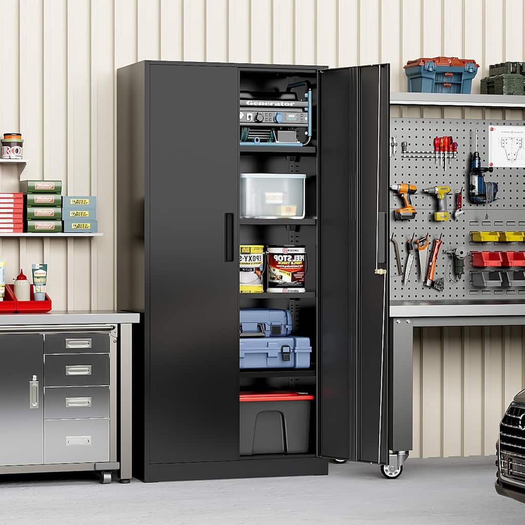 71'' H Metal Garage Storage Cabinet with Locking Doors and Adjustable Shelves