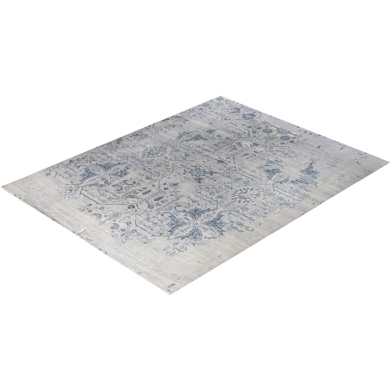 Modern One-of-a-Kind Handmade Area Rug - Gray, 7' 10" x 10' 0" - 7' 10" x 10' 0"
