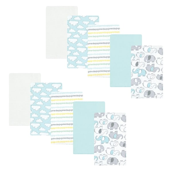 slide 1 of 1, Hudson Baby Cotton Flannel Burp Cloths, Neutral New Elephant 10-Pack, One Size - Neutral New Elephant 10-Pack - One Size One Size - Neutral New Elephant 10-Pack