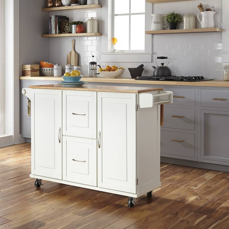Homestyles Dolly Madison Off-White Wood Kitchen Cart - N/A - Kitchen Cart - Wood - Off-White