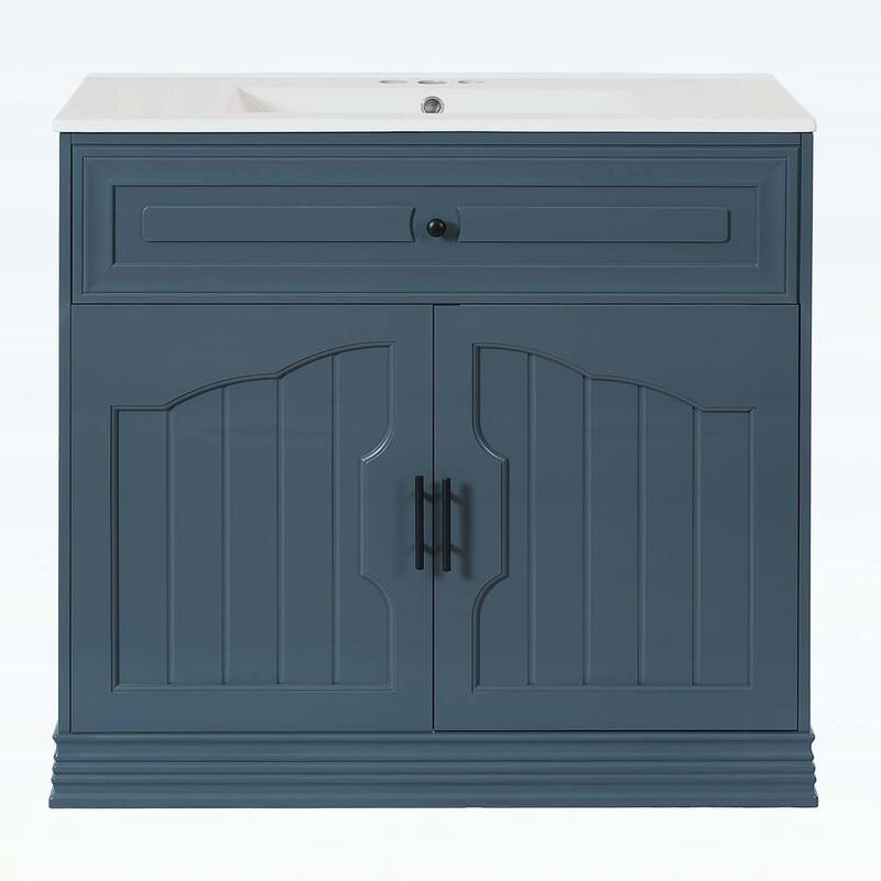 36 Inch Bathroom Vanity with Ceramic Sink,Soft Closing Doors,and Wood Frame for Elegant Storage