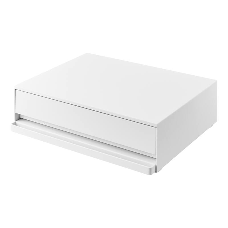 Yamazaki Home Countertop Drawer with Pull-Out Shelf, Steel, Holds 37 lbs - L 15.47 x W 17.72 x H 5.31 inches