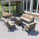 preview thumbnail 89 of 144, Aluminum Patio Outdoor Sectional Sofa Set with Fire Pit, Swivel Rocking Chairs and Ottomans